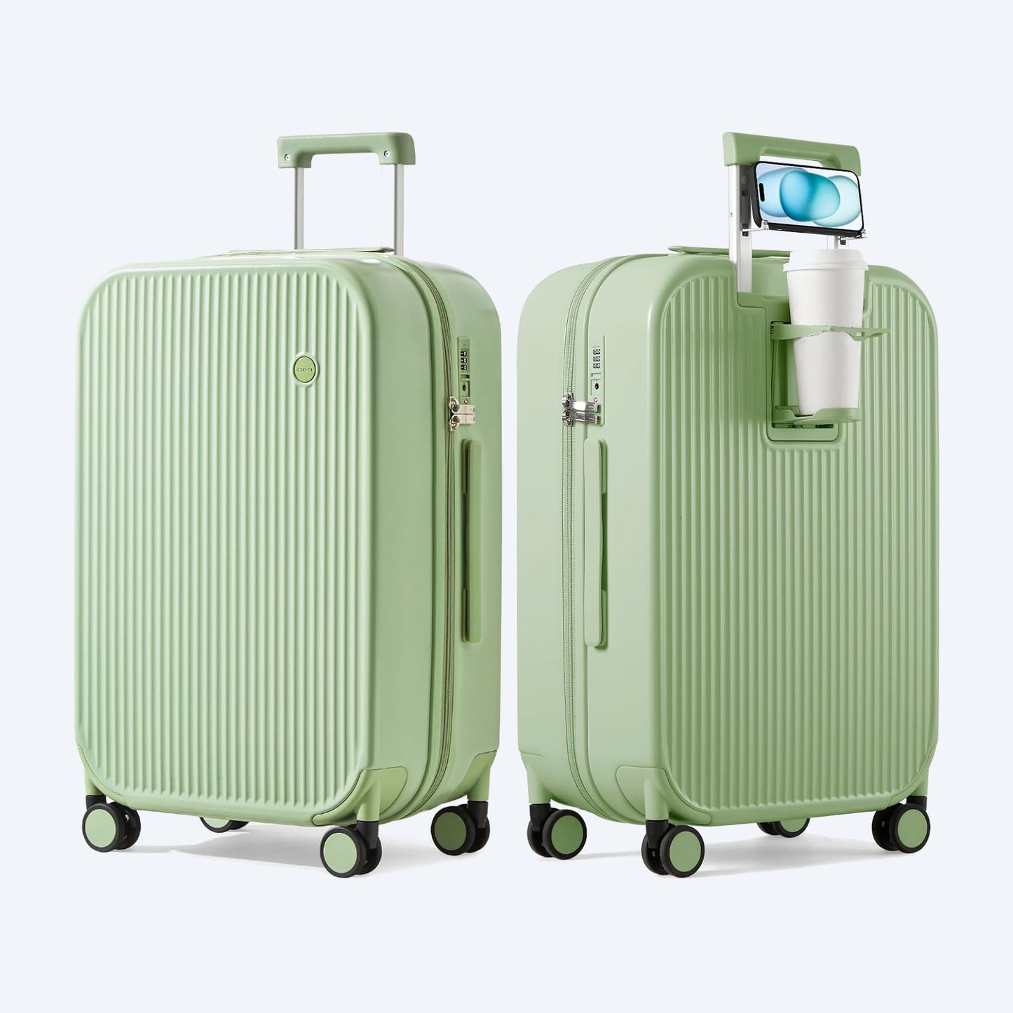 Luggage - MIXI - Rolling Suitcase w/ Phone + Cup Holder [20in/24in/26in + wheels]