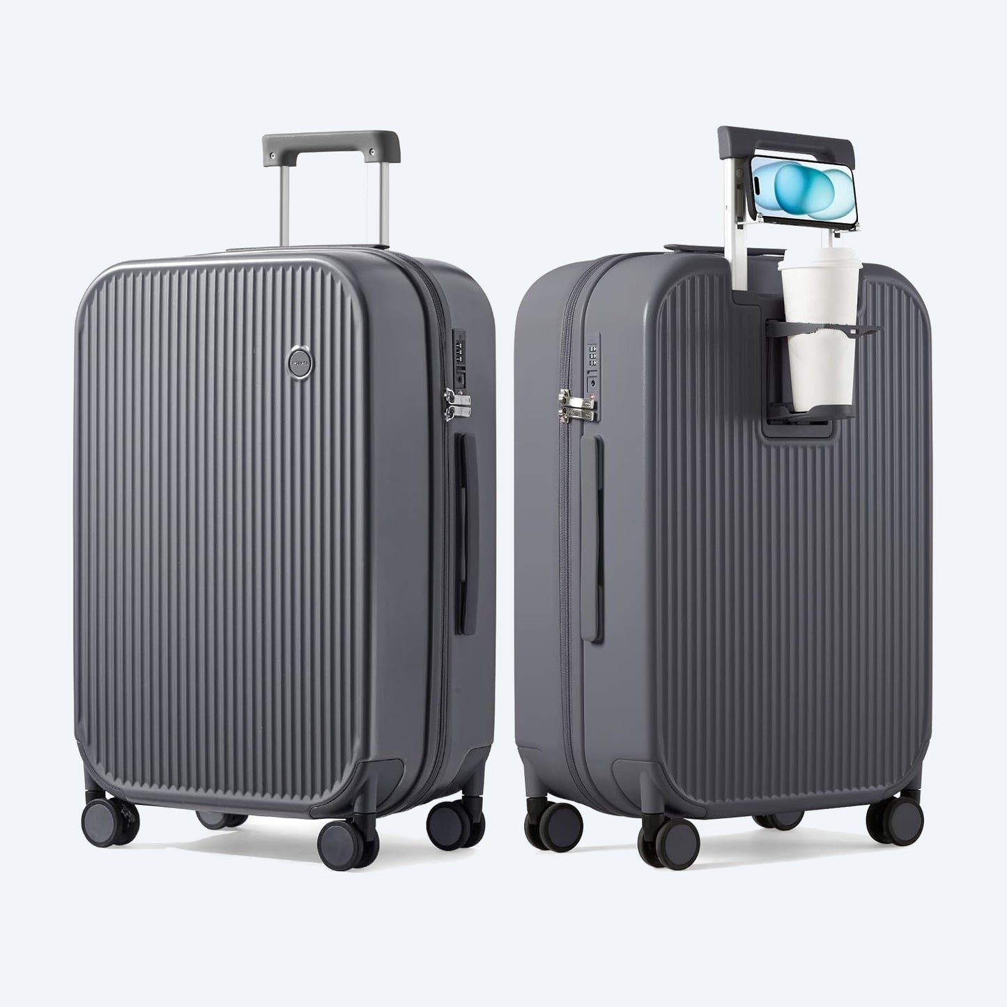 Luggage - MIXI - Rolling Suitcase w/ Phone + Cup Holder [20in/24in/26in + wheels]